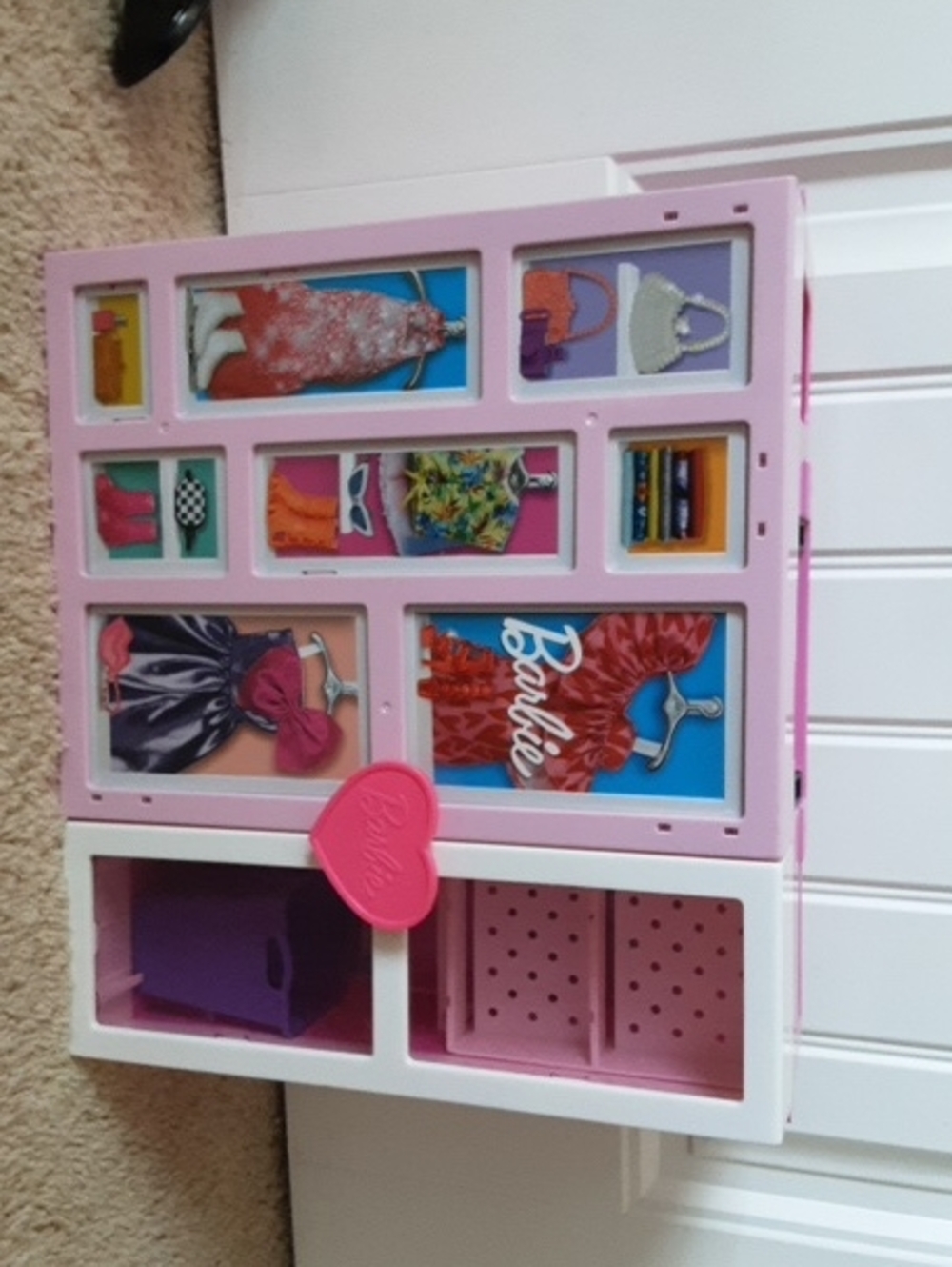 Barbie Closet With A Pile Of Random Doll Clothes And Accesories